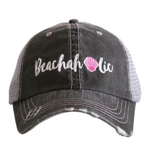 Beachaholic Distressed Embroidered Trucker Hat